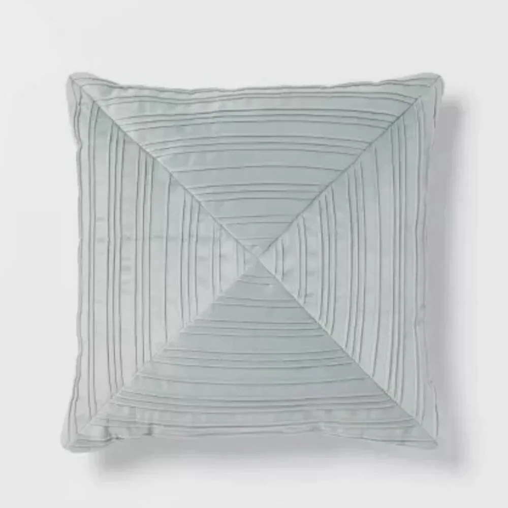 Threshold Luxe Square Velvet‎ Pleated Decorative Pillow Light Teal 18